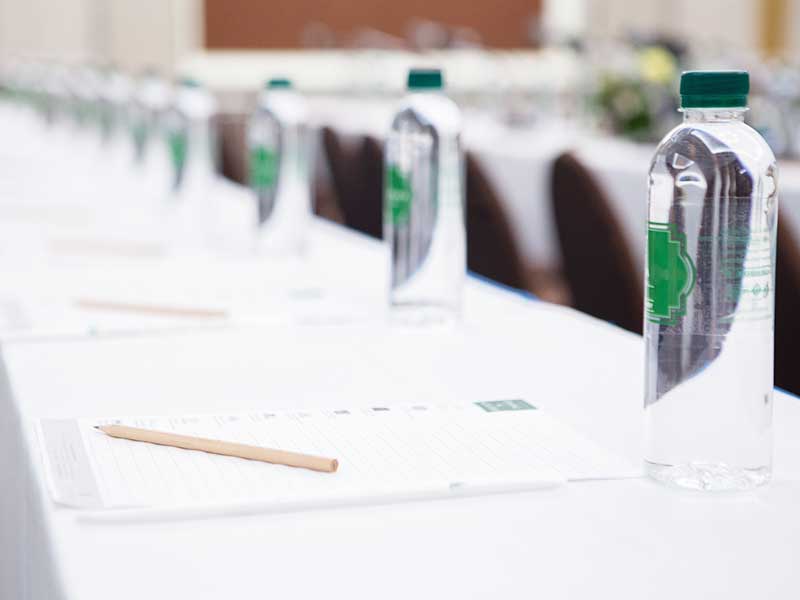 Custom bottled water labels for a variety of uses, like company events, boardrooms, tradeshows, seminars, and much more