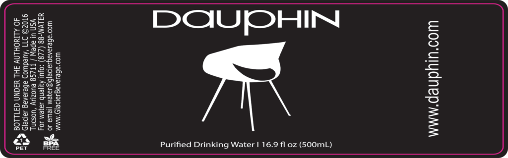 Custom Label Bottled Water label designed by Glacier Beverage for Dauphin Co.