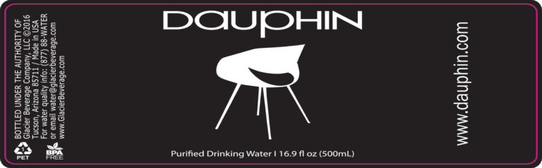 Private Label Bottled Water label designed by Glacier Beverage for Dauphin Co.