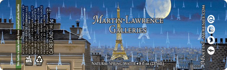 Custom Water Bottle Label for Martin Lawrence Galleries, 8 oz bottle_three of five in series