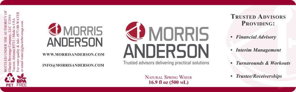 Custom Water Bottle Label for Morris Anderson, 16.9 oz bottle