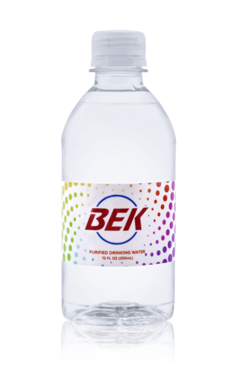 Custom label bottled water in 12 oz bottle produced by Glacier Beverage